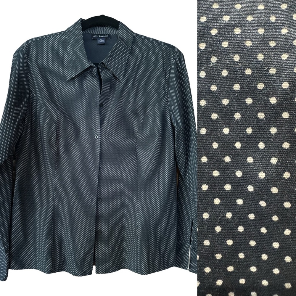 Ann Taylor Black Polka Dot Button Down - Size 10